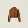 Miu Miu Suede Blouson Jacket In Brown