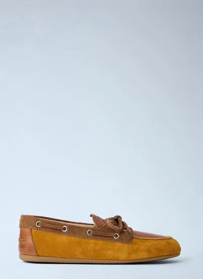 Miu Miu Multicolor Leather And Suede Loafers In Brown