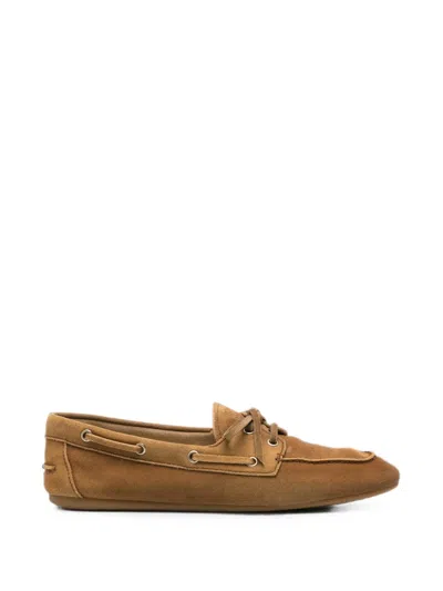 Pre-owned Miu Miu Suede Boat Shoes In Brown