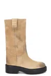 Miu Miu Suede Tall Moto Boots In Brown