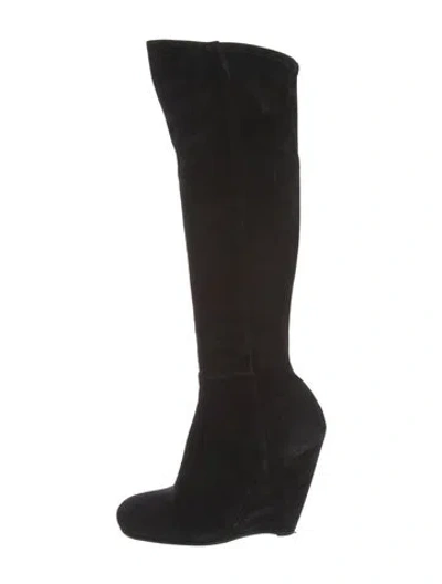 Pre-owned Miu Miu Suede Boots In Black