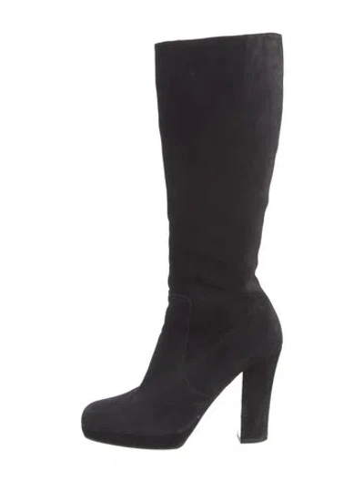 Pre-owned Miu Miu Suede Boots In Black