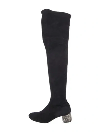 Pre-owned Miu Miu Suede Boots In Black