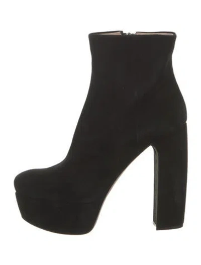 Pre-owned Miu Miu Suede Boots In Black