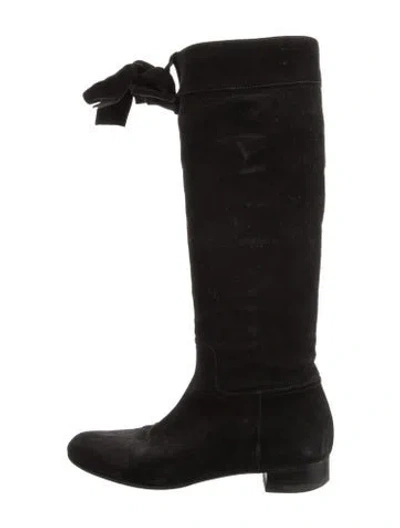 Pre-owned Miu Miu Suede Boots In Black