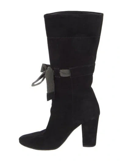 Pre-owned Miu Miu Suede Boots In Black