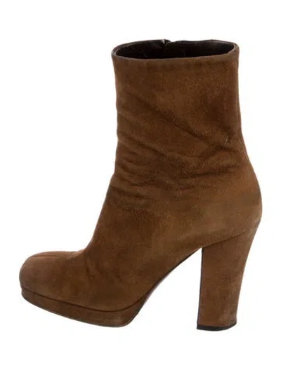 Pre-owned Miu Miu Suede Boots In Brown