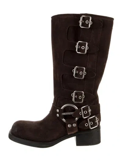 Pre-owned Miu Miu Suede Boots In Brown
