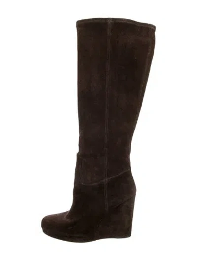 Pre-owned Miu Miu Suede Boots In Brown