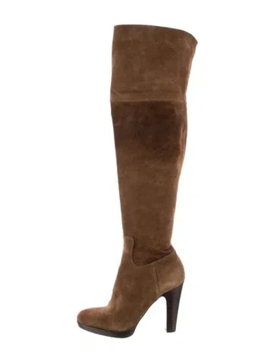Pre-owned Miu Miu Suede Boots In Brown