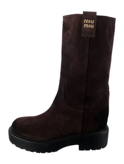 Pre-owned Miu Miu Suede Boots In Brown