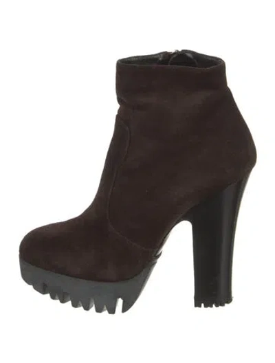 Pre-owned Miu Miu Suede Boots In Brown