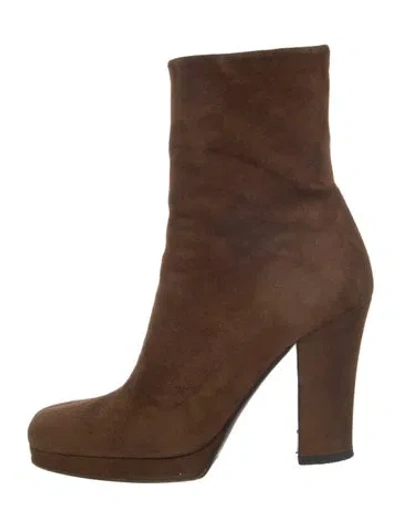 Pre-owned Miu Miu Suede Boots In Brown