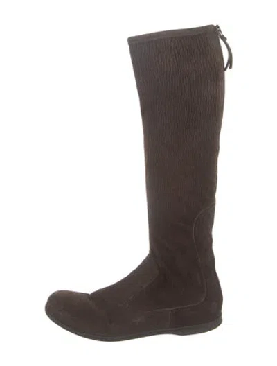 Pre-owned Miu Miu Suede Boots In Brown