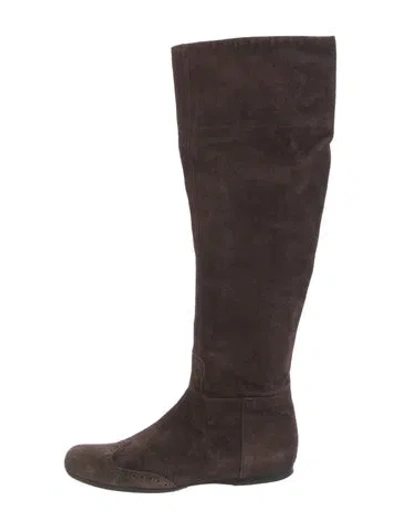 Pre-owned Miu Miu Suede Boots In Brown