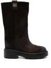 Miu Miu Suede Leather Boots In Brown