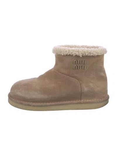 Pre-owned Miu Miu Suede Boots In Neutral