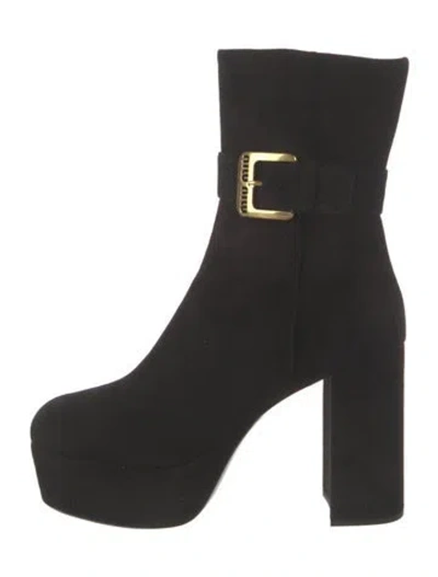 Pre-owned Miu Miu Suede Boots W/ Tags In Black
