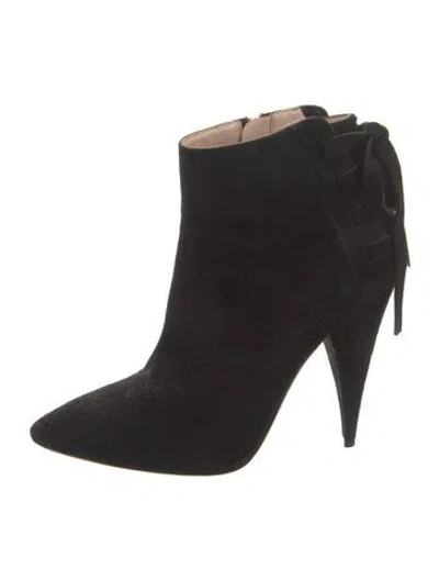 Pre-owned Miu Miu Suede Bow Accents Boots In Black