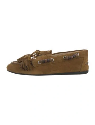 Pre-owned Miu Miu Suede Bow Accents Loafers In Multicolor