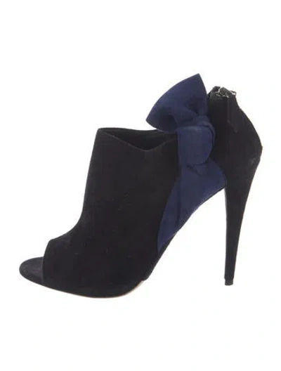 Pre-owned Miu Miu Suede Bow Accents Mules In Black