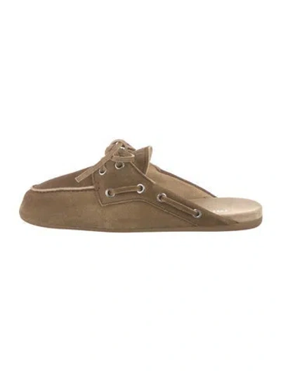 Pre-owned Miu Miu Suede Bow Accents Mules In Neutral
