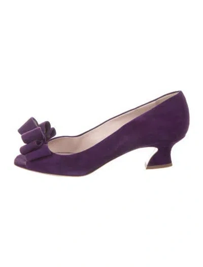 Pre-owned Miu Miu Suede Bow Accents Pumps In Purple