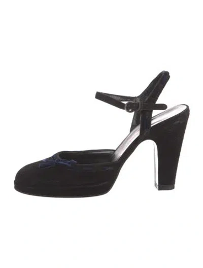 Pre-owned Miu Miu Suede Bow Accents Slingback Pumps In Multi