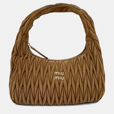 Pre-owned Miu Miu Suede Brown Wander Matrasé Hobo Bag