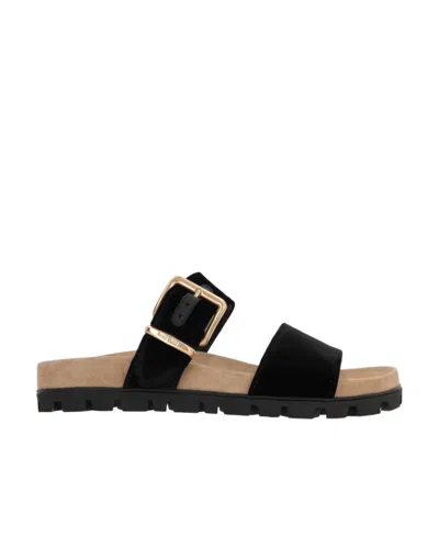 MIU MIU SUEDE BUCKLE SANDALS