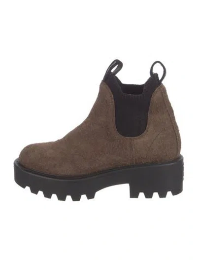 Pre-owned Miu Miu Suede Chelsea Boots In Brown