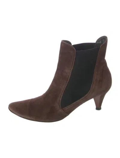 Pre-owned Miu Miu Suede Chelsea Boots In Brown