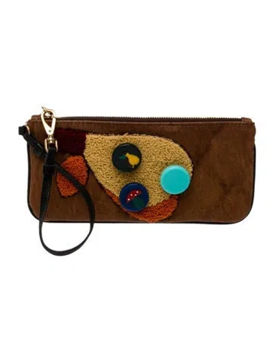 Pre-owned Miu Miu Suede Clutch In Neutral