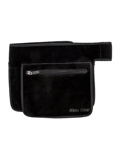 Pre-owned Miu Miu Suede Clutch Vintage In Black