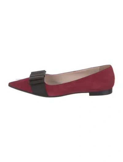 Pre-owned Miu Miu Suede Colorblock Pattern Ballet Flats In Red