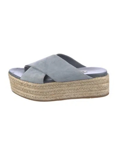 Pre-owned Miu Miu Suede Colorblock Pattern Espadrilles In Blue