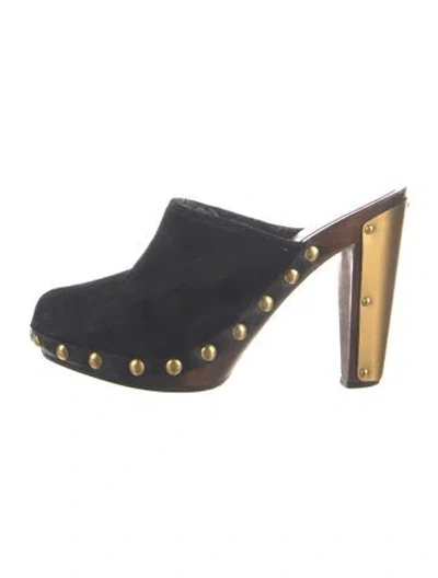 Pre-owned Miu Miu Suede Colorblock Pattern Mules In Multi