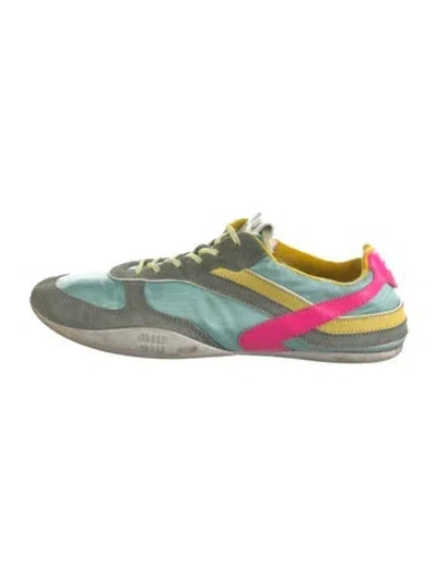 Pre-owned Miu Miu Suede Colorblock Pattern Sneakers In Green