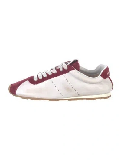 Pre-owned Miu Miu Suede Colorblock Pattern Sneakers In White