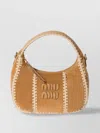 Miu Miu Suede Crochet Tote Bag In Brown