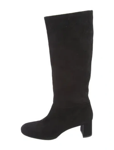 Pre-owned Miu Miu Suede Crystal Embellishments Boots In Black