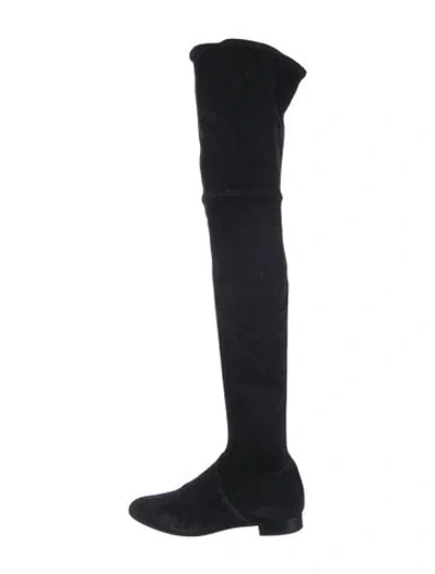Pre-owned Miu Miu Suede Crystal Embellishments Boots In Black