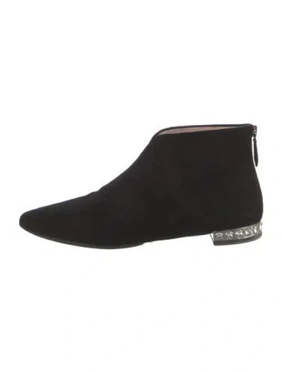 Pre-owned Miu Miu Suede Crystal Embellishments Boots In Black