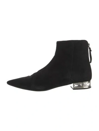 Pre-owned Miu Miu Suede Crystal Embellishments Boots In Black