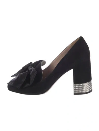 Pre-owned Miu Miu Suede Crystal Embellishments Pumps In Black
