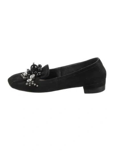 Pre-owned Miu Miu Suede Crystal Embellishments Pumps In Black