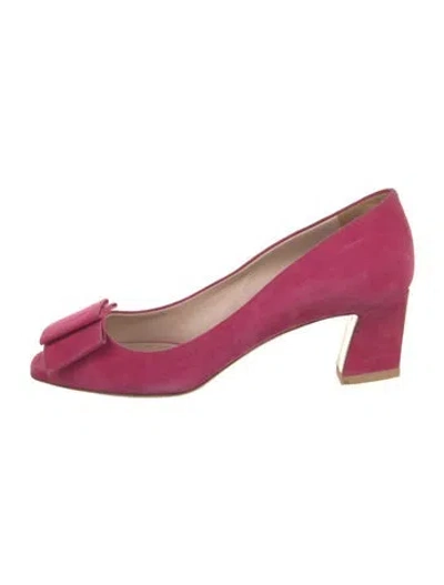 Pre-owned Miu Miu Suede Crystal Embellishments Pumps In Pink