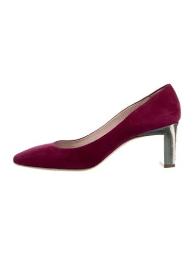Pre-owned Miu Miu Suede Crystal Embellishments Pumps In Purple