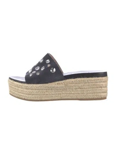 Pre-owned Miu Miu Suede Crystal Embellishments Slides In Black