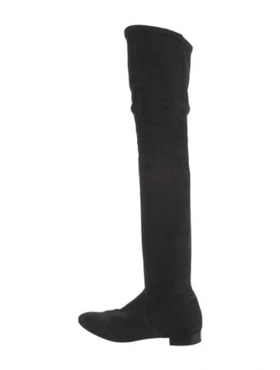 Pre-owned Miu Miu Suede Crystal Embellishments Sock Boots In Black